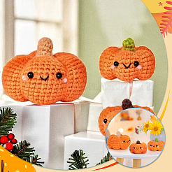 初心者向けハロウィンテーマDIYカボチャ編みキット1セット  糸と針で  繊維充填剤  命令  ミックスカラー&nbsp;DIY-SC0026-82