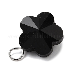 クリアガラスペンダント  花  ステンレススチールカラー304ステンレススチールループ付き  多面カット  ミックスカラー  18x13.5x8.5mm  穴：2.5mm&nbsp;PALLOY-JF04099-01