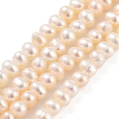天然養殖淡水パールビーズ連売り  ポテト  桃パフ  4~4.5mm  穴：0.5mm  約38個/連  6.89~7.09（17.5~18センチメートル）&nbsp;PEAR-C003-10F
