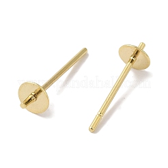 真鍮スタッドイヤリングを見つける  鉛フリー＆カドミウムフリー  ラウンド  24KGP本金メッキ  13.5x4mm  ピン：12x1mm＆1mm&nbsp;KK-K383-02B-G