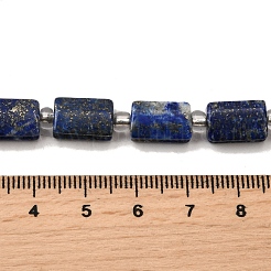 天然石ラピスラズリビーズ連売り  長方形  シードビーズで  11.5~12x8x5mm  穴：1.4mm  約12~13個/連  7.68''~7.87''（19.5~20センチメートル）&nbsp;G-Z087-C01