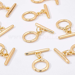 真鍮製マンテル  DIYのジュエリーには  リング  18KGP本金メッキ  リング：13x1.5mm  バー：19.5x6.5x2mm  穴：1.6mm/ 2.5mm  10セット /箱&nbsp;KK-BC0005-60G
