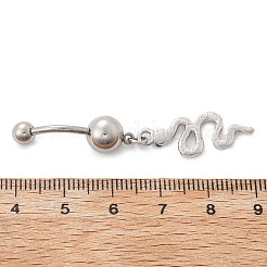 合金ラインストーンスネークカーブバーベルベリーリング  304ステンレスピン付き  プラチナ＆ステンレス鋼色  クリスタル  41mm  ピン：1.6mm&nbsp;AJEW-R007-03P-05