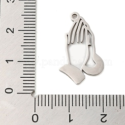 変色しない304ステンレススチールペンダント  レーザー切断  ステンレス鋼色  手を祈る  23x13.5x1mm  穴：1mm&nbsp;STAS-S123-03P-01