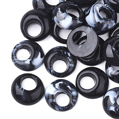 アクリルパーツ  天然石風  フラットラウンド  ブラック  19.5x6mm  穴：8mm  約460個/500g&nbsp;OACR-S021-10A