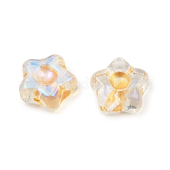 電気メッキと金色の金属で覆われたガラスビーズ  花  ミックスカラー  10.5x11x5mm  穴：1mm&nbsp;EGLA-T029-02M