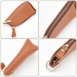 PUレザージッパー車のキーケース  亜鉛合金クラスプ付き  キャメル  138mm&nbsp;AJEW-WH0348-14B