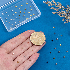 60 個 4 スタイル 925 スターリングシルバービーズ  ソーサービーズ  ゴールデン＆シルバー  2~2.5mm  15個/スタイル&nbsp;STER-PH0005-11