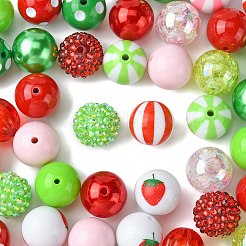 イチゴをテーマにした DIY フーセンガム風ブレスレットペンダント装飾作成キット  アクリルビーズや鉄ビーズなど  合金クラスプ  エンドチェーン  ワイヤー  ミックスカラー  19.5mm  穴：2mm&nbsp;MACR-CJC0005-01