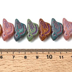 塗装ガラスビーズ連売り  ゴールドライン入り  鳥  カラフル  10~10.5x19.5~20x7~7.5mm  穴：1.2mm  約25個/連  10.24''（26センチメートル）&nbsp;GLAA-Z021-19A