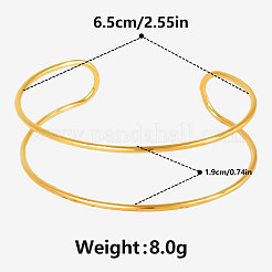 女性用304ステンレススチール二重層カフバングル  18KGP本金メッキ  内径：2-1/2インチ（6.5cm）&nbsp;KC9358-2
