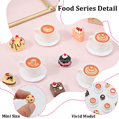12スタイルの樹脂製コーヒー＆ケーキモデル装飾品  ミニチュア風景ドールハウスの装飾  ミックスカラー  12~27.5x11~27.5x4~16.5mm  24個/セット&nbsp;AJEW-GF0010-23