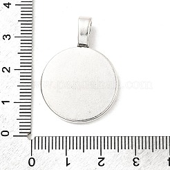 チベット風合金カボションセッティングペンダント  カドミウムフリー＆鉛フリー  フラットラウンド  アンティークシルバー  トレイ：20mm  32x23x2mm  穴：3.5x7mm  約285個/1000g&nbsp;TIBEP-Q061-10AS-LF