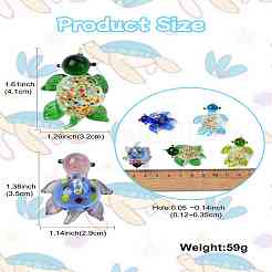 5個 5色 ハンドメイド ランプワーク ペンダント & ディスプレイ  亀の形  ミックスカラー  35~41x29~32x18~19.5mm  穴：1.2~3.5x2.5mm  1pc /カラー&nbsp;LAMP-CJ0002-26