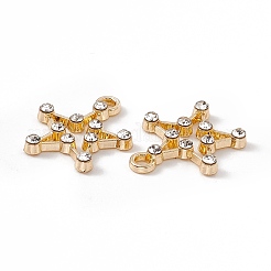 合金クリスタルラインストーンペンダント  星のチャーム  ゴールドカラー  19x17x3mm  穴：2mm&nbsp;ALRI-K049-08G