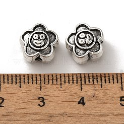 チベット風合金ビーズ  カドミウムフリー＆鉛フリー  アンティークシルバー  花  9.5x10x6mm  穴：1.5mm  約564個/1000g&nbsp;PALLOY-P302-12D-AS