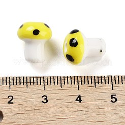手作りの陶器ビーズ  ファミーユスタイルバラ  キノコ  きいろ  12x10x10mm  穴：2.2mm  2個/セット&nbsp;PORC-O005-03
