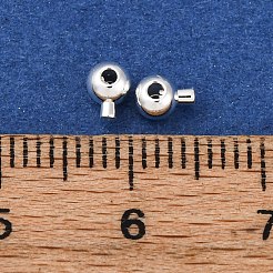 真鍮製つぶし玉カシメ玉  長持ちメッキ  ラウンド  925銀メッキ  5x3.5x3.5mm  穴：0.9mm&nbsp;KK-Z030-16A-S01