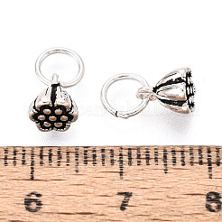 蓮のチャームのスターリングシルバーの種子鞘925個  スタンプ925個付き  アンティークシルバー  5.8x5.3x6.5mm  丸カン：5x0.5ミリ  内径：4mm&nbsp;STER-T009-02AS