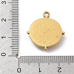 天然石のペンダント  304ステンレススチールセッティング  18KGP本金メッキ  フラットラウンド  22x19x3.5mm  穴：1.8mm&nbsp;STAS-D300-02G-02
