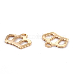 ステンレススチールチャーム201個  レーザー切断  中空  クラウン  18KGP本金メッキ  8x10x0.8mm  穴：1.4mm&nbsp;STAS-C017-23G