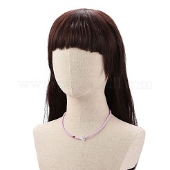 不透明なアクリルビーズブレスレット  女性用ミッレフィオーリ ガラス イーヴィル アイ & フラワー ジュエリー  304ステンレススチールチェーンエクステンダーとロブスタークロウクラスプ付き  ミックスカラー  17-7/8インチ（45.5cm）&nbsp;NJEW-JN04174