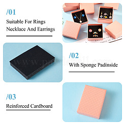 菱形の質感のある厚紙ギフト収納ボックス  長方形  鮭色  9x7x3.2cm&nbsp;CON-TAC0010-03A-05