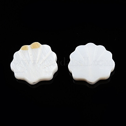 天然淡水シェルビーズ  ホタテの形  乳白色  13~14x14~15x2.5~3mm  穴：0.8~1mm&nbsp;SHEL-T007-02