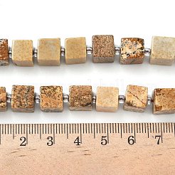 天然石ピクチャージャスパービーズ連売り  キューブ  シードビーズで  8~8.5x8~8.5x8~8.5mm  穴：1.2mm  約38~39個/連  14.96''（38cm）〜15.35''（39cm）&nbsp;G-D338-A05