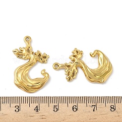 304ステンレスペンダント  イオンプレーティング（ip）  波  18KGP本金メッキ  32.5x21x3mm  穴：1.6mm&nbsp;STAS-D376-10G