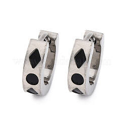 304ステンレススチール、エナメルイヤリング  手動研磨  菱形  13x4mm&nbsp;EJEW-M001-20B-P