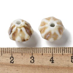 ヴィンテージ磁器製カボチャビーズ  アンティーク調の釉薬をかけたセラミックビーズ  砂茶色  12~13x10.5~11mm  穴：2mm&nbsp;PORC-L080-A13