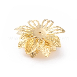 電着鉄ビーズキャップ  花  マルチ花弁  ゴールドカラー  28x13mm  穴：1mm&nbsp;IFIN-F160-01G