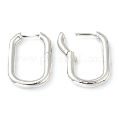 真鍮huggieフープピアス  長持ちメッキ  長方形  プラチナ  24x18x3.5mm  ピン：1mm&nbsp;EJEW-L234-027A-P