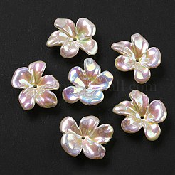 虹色のABSプラスチックビーズキャップ  ABカラーメッキ  5  - 花びらの花  アザミ  24x21.5x4mm  穴：1.5mm&nbsp;OACR-C021-03