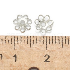 アイアン製ビーズキャップ  カドミウムフリー＆鉛フリー  花  マルチ花弁  プラチナ  6x1mm  穴：1mm&nbsp;IFIN-R197-P