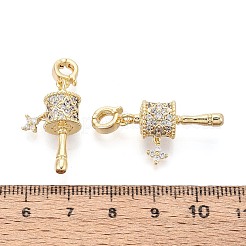 真鍮製マイクロパヴェキュービックジルコニアペンダント  祈りの輪のお守り  18KGP本金メッキ  32mm  穴：4mm  ペンダントサイズ：25.4x10x9mm。&nbsp;KK-N287-17G