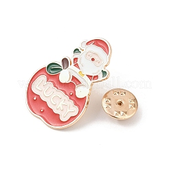 クリスマスエナメルピン  バックパック用合金ラペルピンバック  ライトゴールド  サンタクロース  32.5x23mm&nbsp;LS-JEWB-F041-01A
