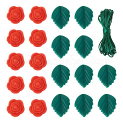 歯が生える子供のための DIY バラの花授乳ネックレス作成キット  食品グレードのシリコーン焦点ビーズを含む  ナイロン糸  ミックスカラー  ビーズ：20~24x20~20.5x7.5~11.5mm  40個/袋&nbsp;DIY-TA0006-35