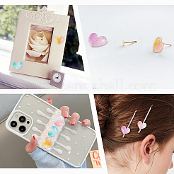 40本4色樹脂カボション  グリッターパウダー付き  DIYアクセサリー  ハート  ミックスカラー  20x17x6mm&nbsp;RESI-SC0002-29