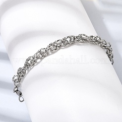 男性用201ステンレススチール製リンクチェーンブレスレット  ステンレス鋼色  8.90インチ（22.6cm）&nbsp;STAS-T077-12P