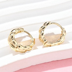ツイスト真鍮フープピアス  ラックめっき  鉛フリー＆カドミウムフリー  長持ちメッキ  18KGP本金メッキ  15x16x6mm&nbsp;EJEW-Z102-09G