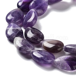天然石アメジストビーズ連売り  ティアドロップ  17.5~18x13x6mm  穴：1.2mm  約22個/連  15.24インチ（38.7cm）&nbsp;G-L242-29