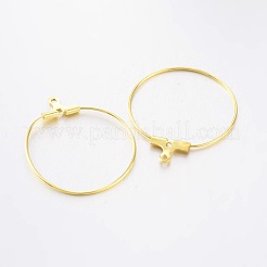 ラックメッキ真鍮リングフープピアス  ミックスカラー  21ゲージ  30x25~26mm  穴：1mm  ピン：0.7mm&nbsp;KK-L125-01