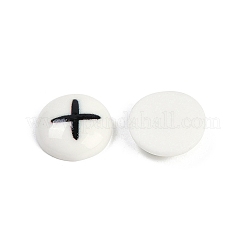 白と黒のフラットラウンドい漫画の樹脂カボション  クロス  13x4mm&nbsp;LS-CRES-Q009-01I