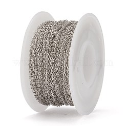変色しにくい304ステンレススチールアズキチェーン  スプールで  ハンダ付け  テクスチャ  ステンレス鋼色  1.7x1.2x0.2mm  約32.8フィート（10m）/ロール&nbsp;CHS-N002-02B-P
