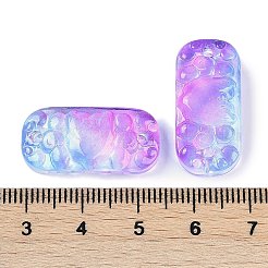 スプレー塗装された透明ガラスコネクタチャーム  カーブ長方形のリンク  紫色のメディア  25x12x6.5mm  穴：1.4mm&nbsp;GLAA-H035-06C