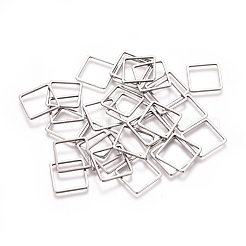 ステンレス鋼の連結リング  ジュエリー作りのための  正方形  ステンレス鋼色  12x12x0.8mm  内径：10x10mm&nbsp;STAS-TAC0002-20-02P