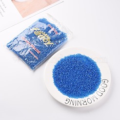 （詰め替えサービスあり）ガラスシードビーズ  トランス。光沢の色  ラウンド  ligoht blue  8/0  3mm  穴：1mm  約12 G /袋&nbsp;SEED-C015-3mm-103B