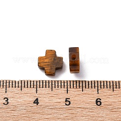 天然石タイガーアイビーズ  クロス  8x8x3mm  穴：1.2mm&nbsp;G-K369-04D
